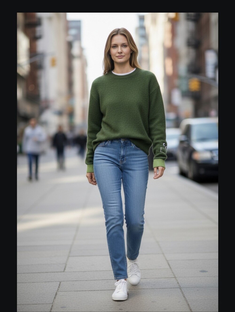Anya Hindmarch × Uniqlo Premium Lambswool Sweater Sz S Green Eye Motif Crew Neck